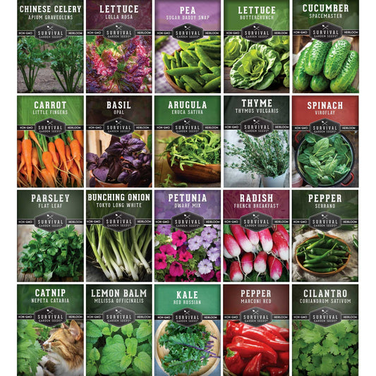 20 Variety Apartment Kit Seed Vault – Non-GMO Heirloom Seeds for Hydroponic & Indoor Small-Space Gardening