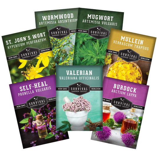 Herbalist Bundle – 7-Varieties of Heirloom Perennial & Biennial Healing Plants for Advanced Apothecary Gardens