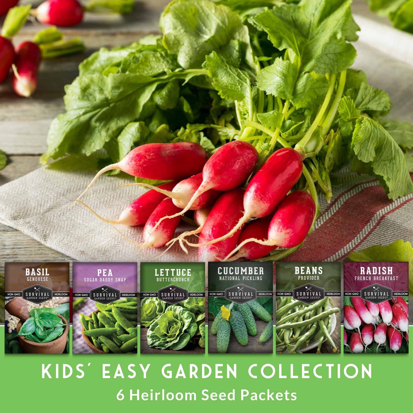 Kid’s Easy Garden Seed Collection – 6 Fast-Growing Vegetables & Herbs for Beginner Gardeners