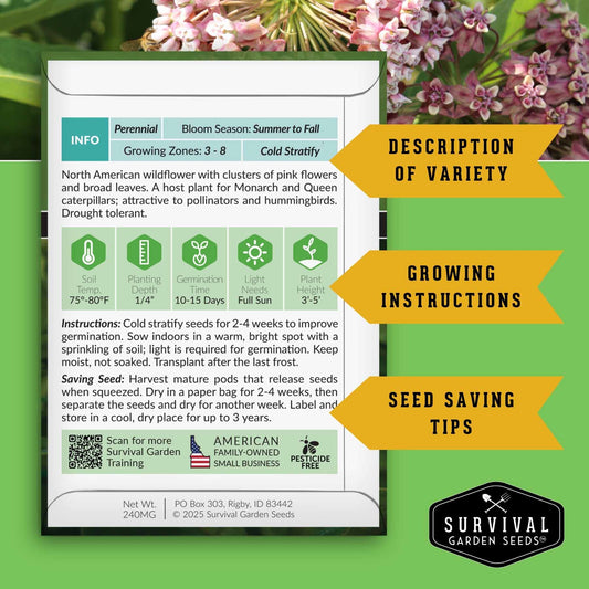 Milkweed Seed Collection – Common, Butterfly, and Rose Milkweed for Monarch Support