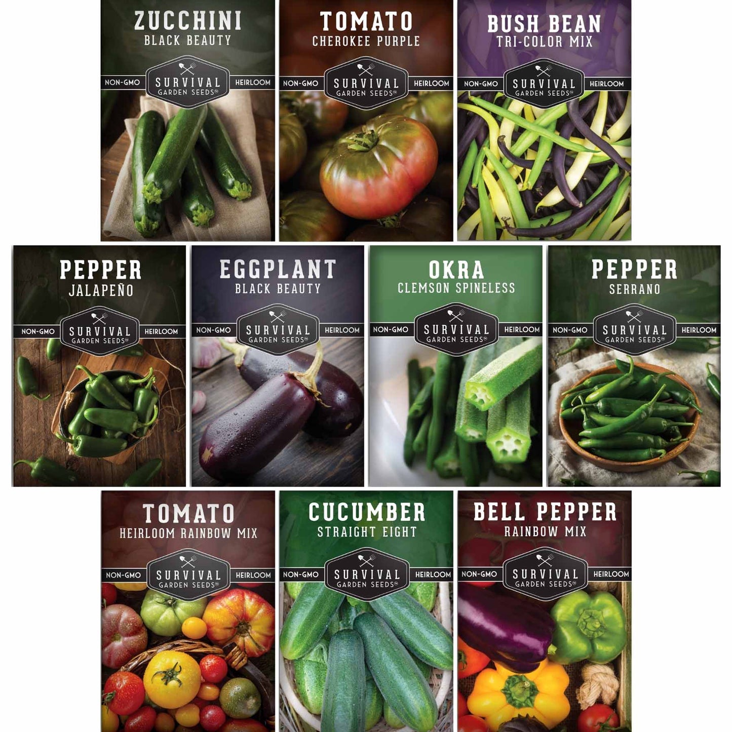 Summer Vegetable Seed Collection – Easy-Growing Tomatoes, Peppers, Beans, Cucumbers, Eggplant & Zucchini