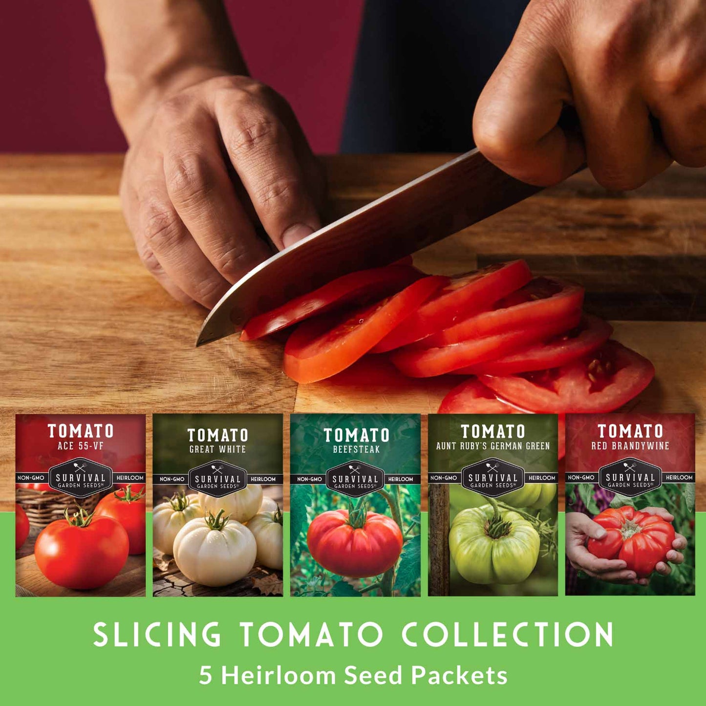 Slicing Tomato Seed Collection – 5 Heirloom & Beefsteak Varieties for Large, Meaty Sandwich Tomatoes