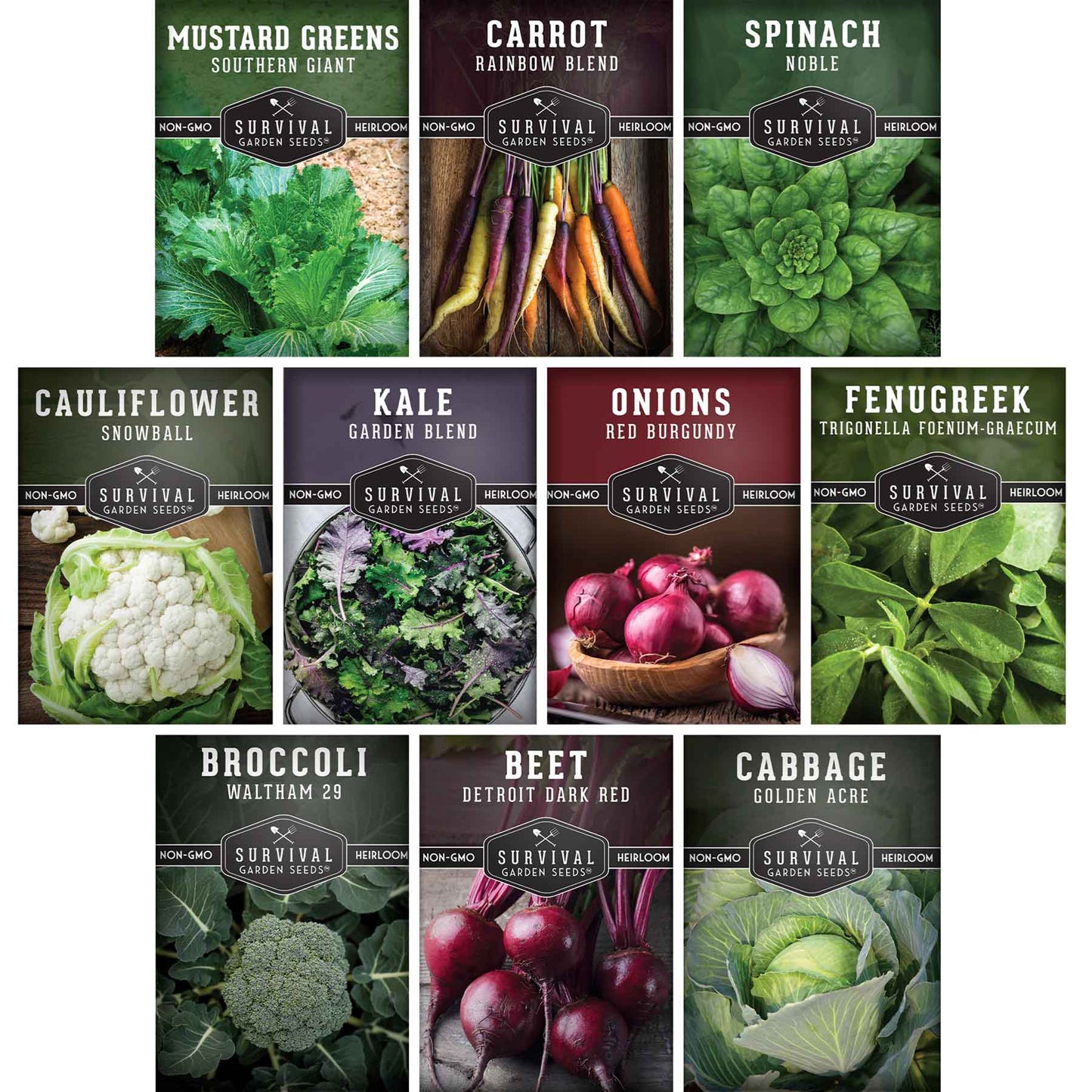 10-Variety Heirloom Spring Vegetable Seed Collection – Non-GMO Cool-Weather Crops for Early, Fall, or Indoor Gardening