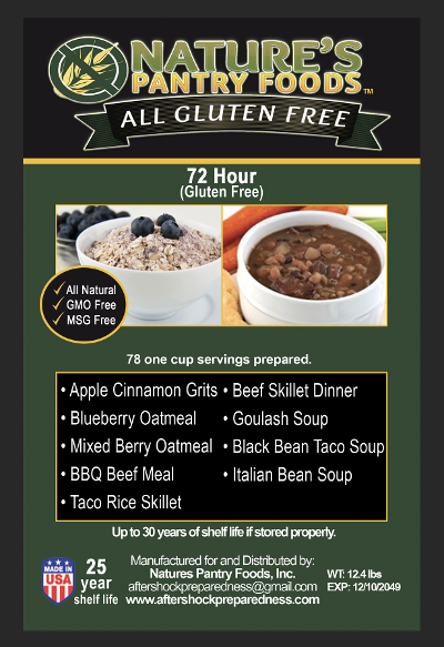 Gluten-Free 72-Hour Emergency Kit (Feeds a family of 4)