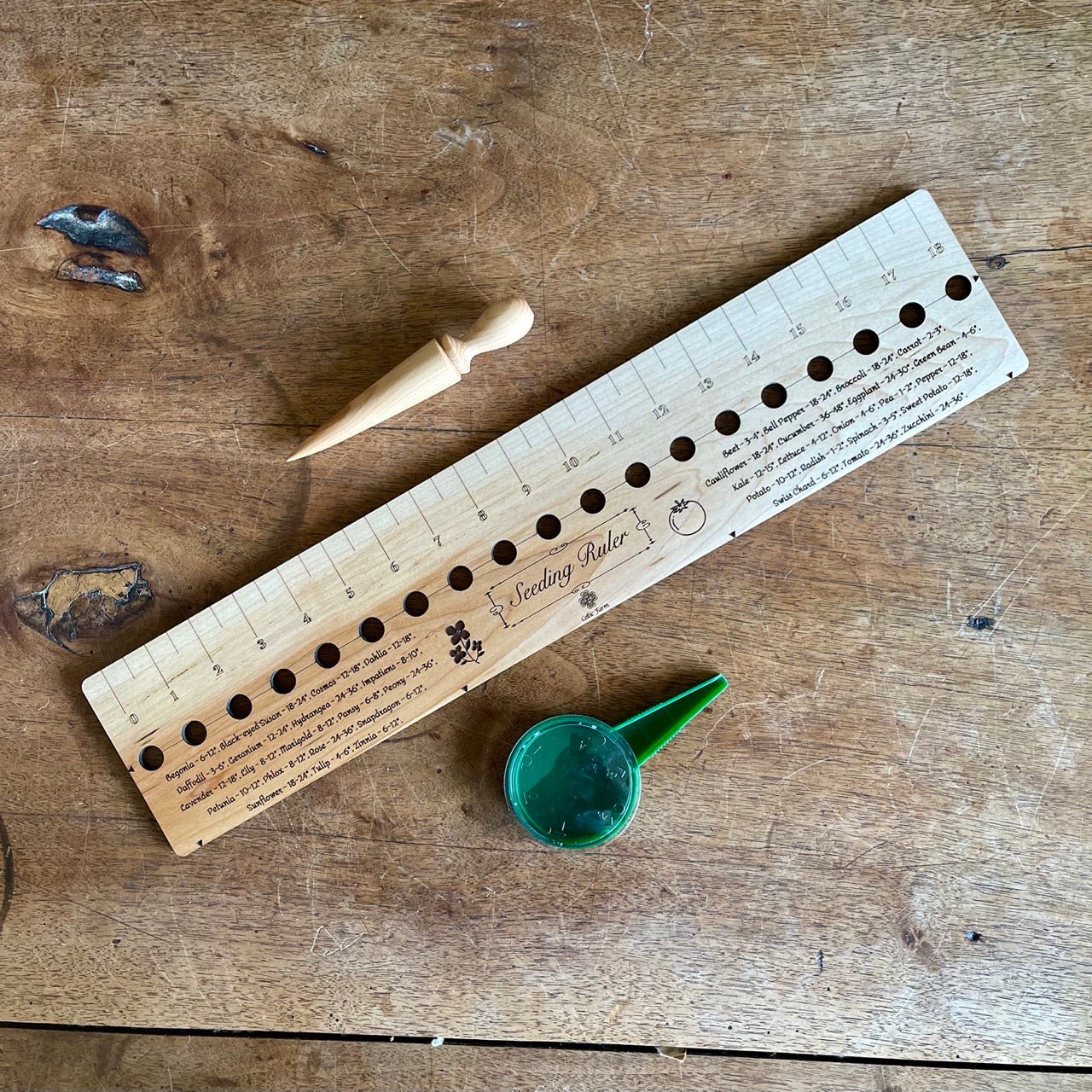 Dibble Rake Seeding Gift Set - Dibble, Seeder and Ruler – Mother Earth News