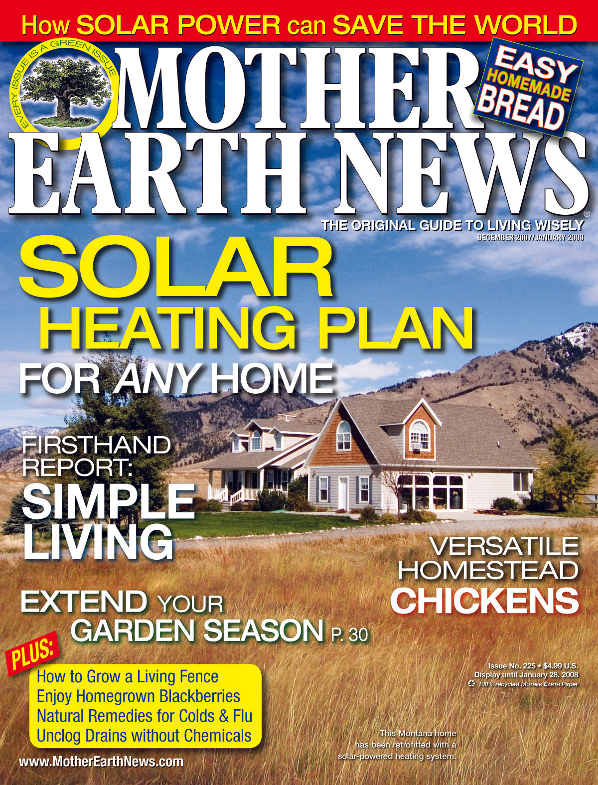 MOTHER EARTH NEWS MAGAZINE, DECEMBER 2007/JANUARY 2008 #225